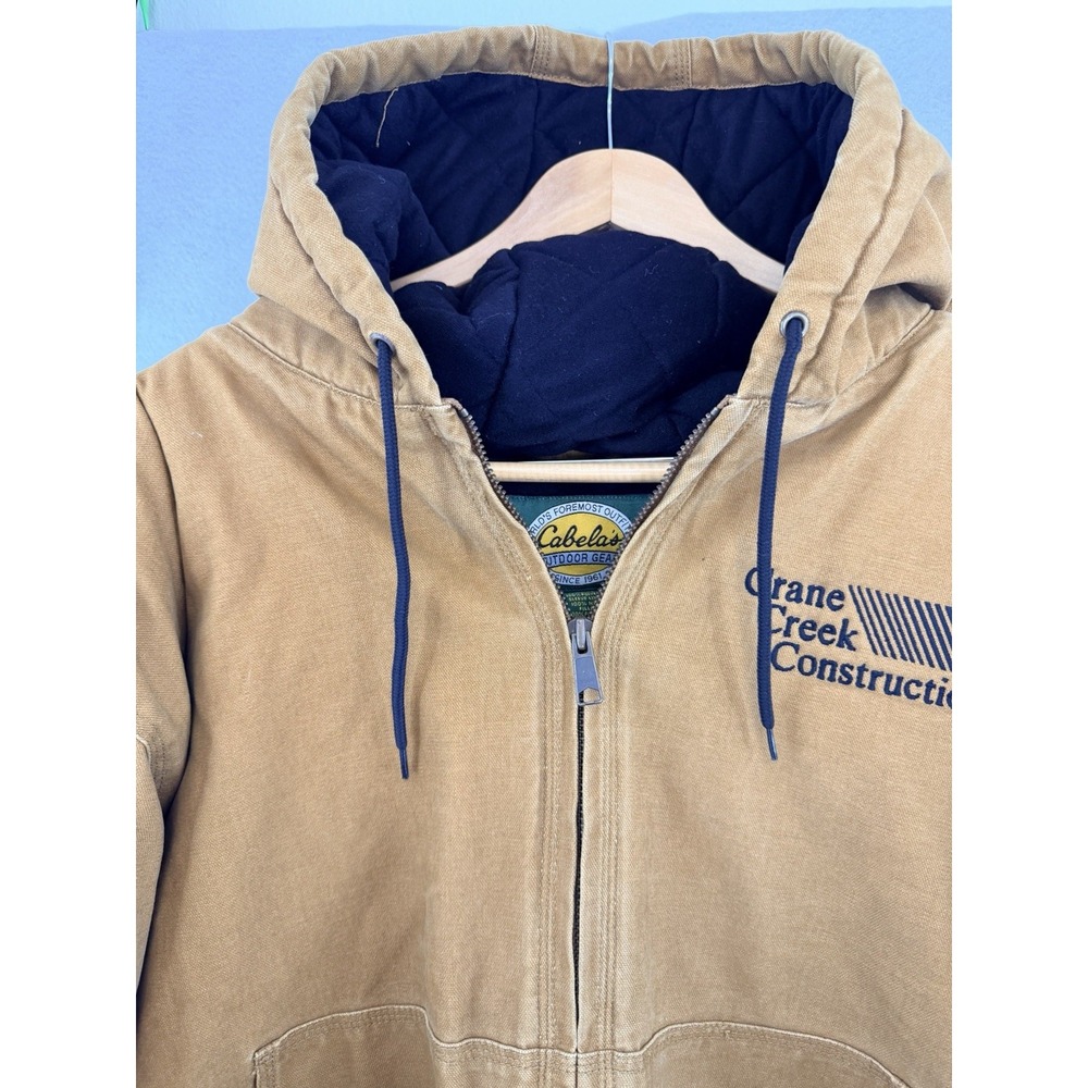 Cabela's Canvas Hooded Quilted Lined Thick Outdoor Heavy Duty Work Jacket 3XL